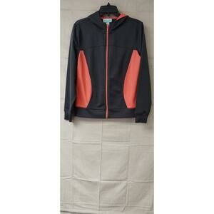 Silverwear New York Womens Hooded Jacket Full Zip Long Sleeve Black Orange M